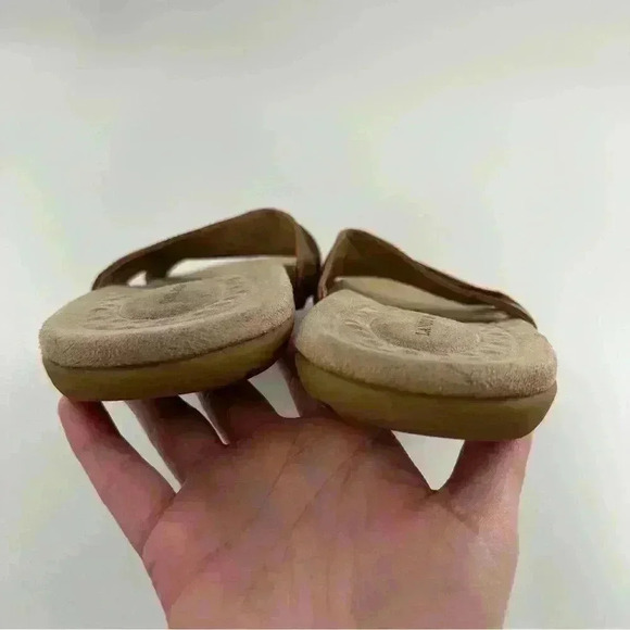 Lands end womens sandals size 10 41.5 brown leather cross cross slides - Picture 8 of 12